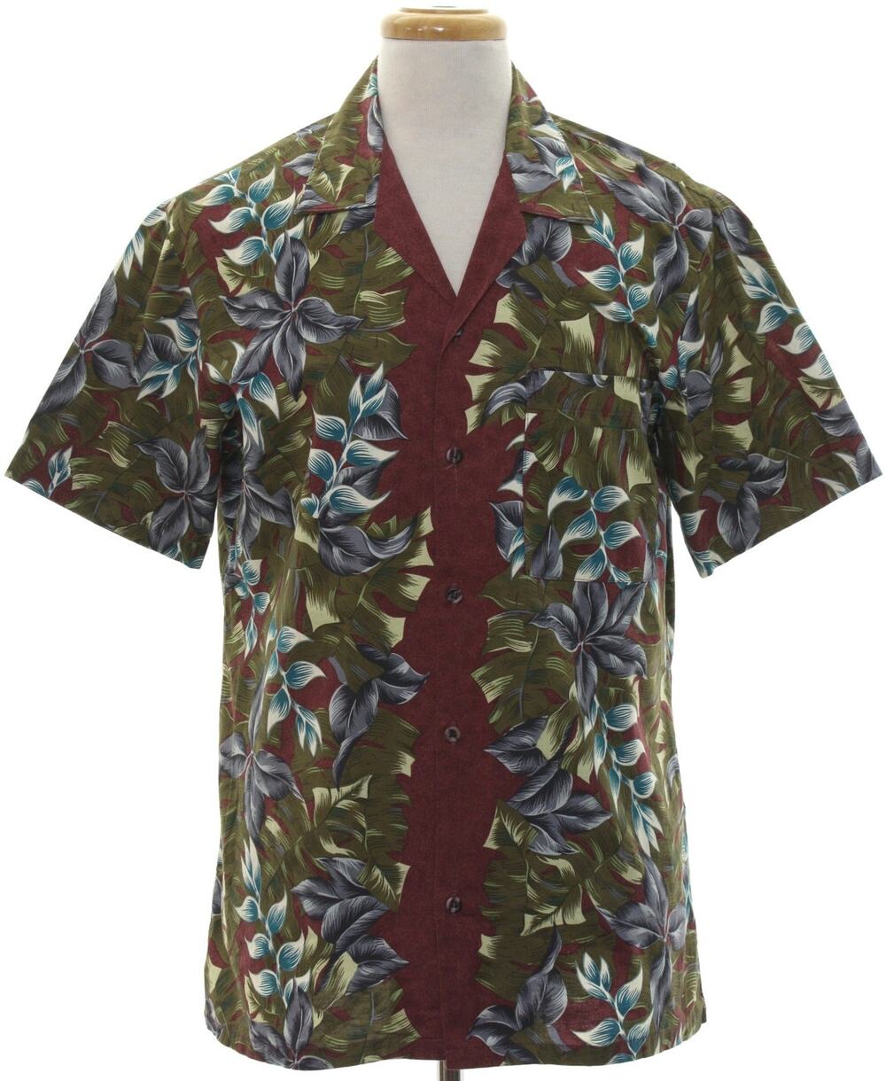 Vintage 80s Hawaii Blues Men’s Medium Hawaiian Shirt Red Tropical Cotton Blend